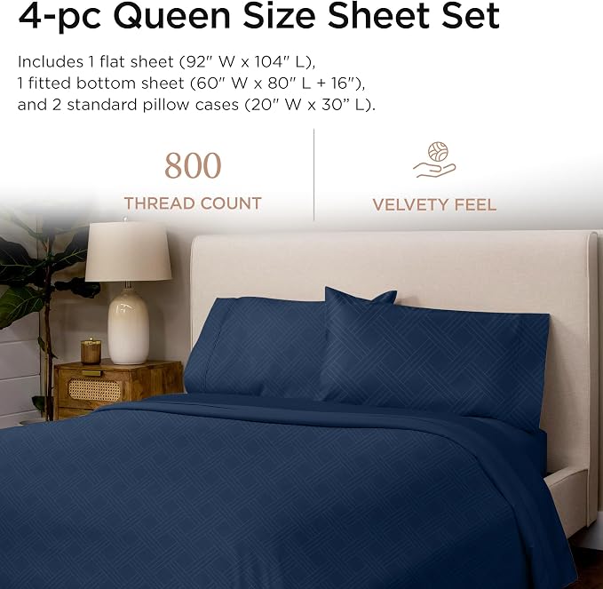 Threadmill Queen Sheet Set for Queen Mattresses | 800 Thread Count Jacquard - Image 2
