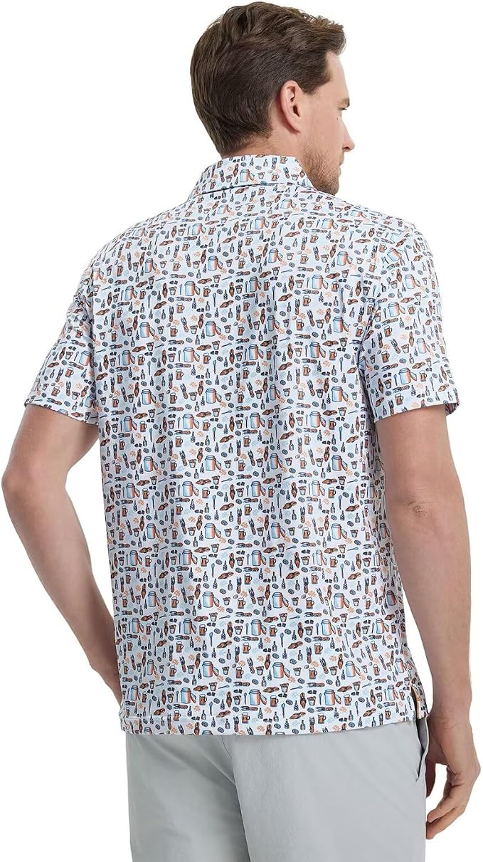 M MAELREG Mens Golf Shirt Short Sleeve Dry Fit Print Moisture Wicking - Image 4
