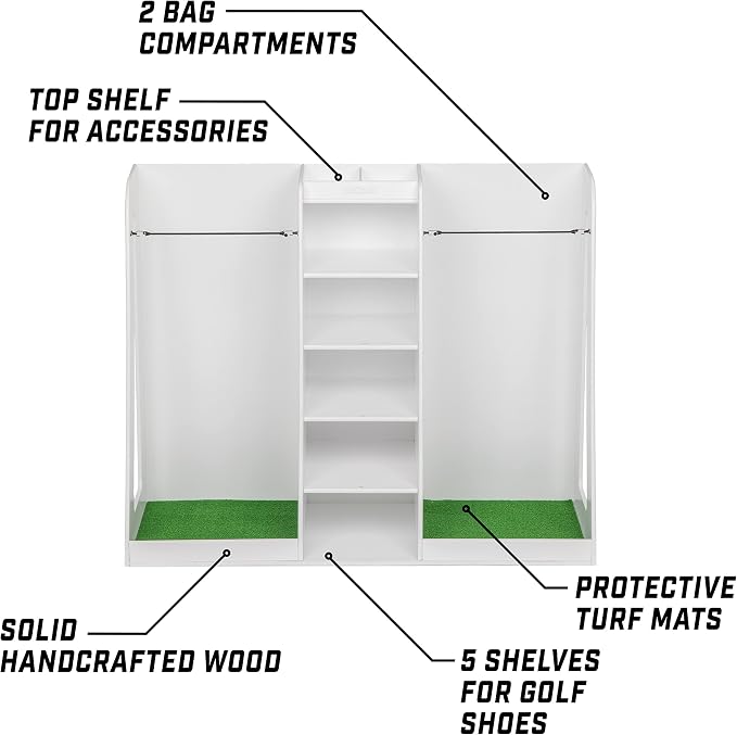 GoSports Premium Wooden Golf Bag Organizer and Storage Rack - Image 3