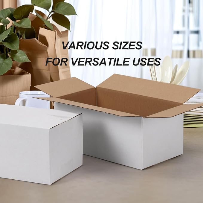 9x5x4 White Shipping Boxes Set of 40, Kraft Corrugated Cardboard Small Business - Image 3