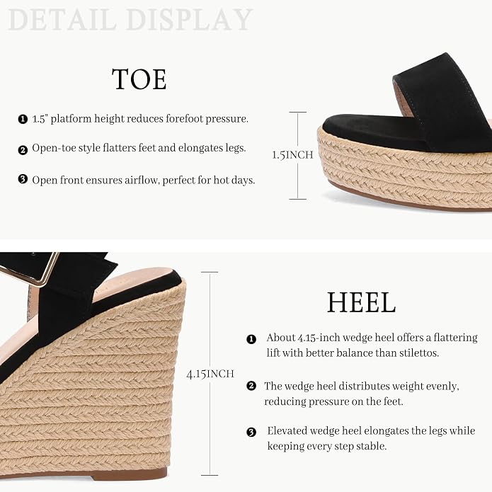 VICKI·VICKI Wedges for Women Platform Sandals Wedge Heels for Sandals - Image 6