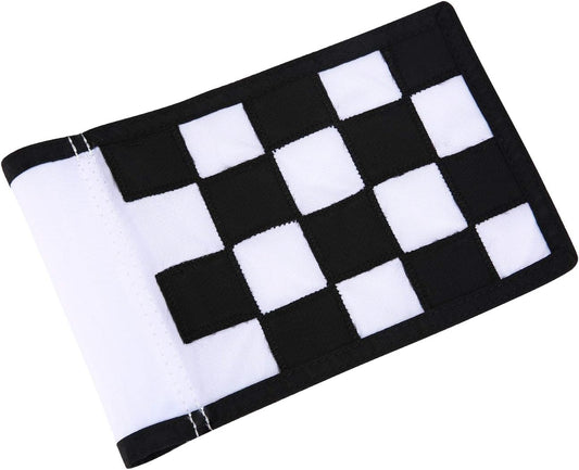 Golf Flag, Green Putting Green Flag,Solid Nylon and Checkered Training Flags for Indoor Outdoor Backyard Garden, Portable Golf Target Flags,8.7 * 6 inch (White-Black)