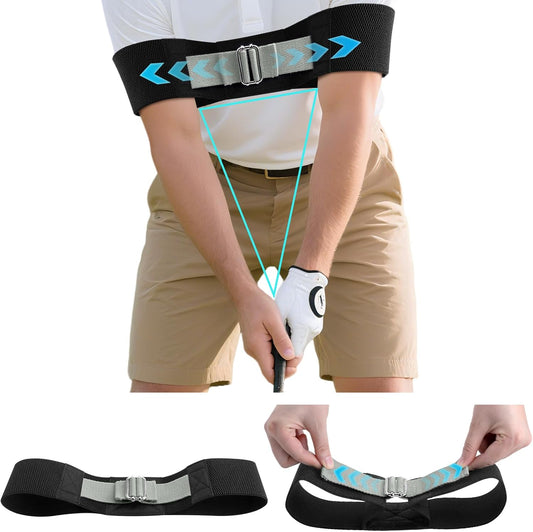 Adjustable Golf Swing Trainer Arm Band-Golf Training Aid with Metal Button for Customized Fit-Enhance Muscle Memory for All Skill Levels-Great Gift for Golfers