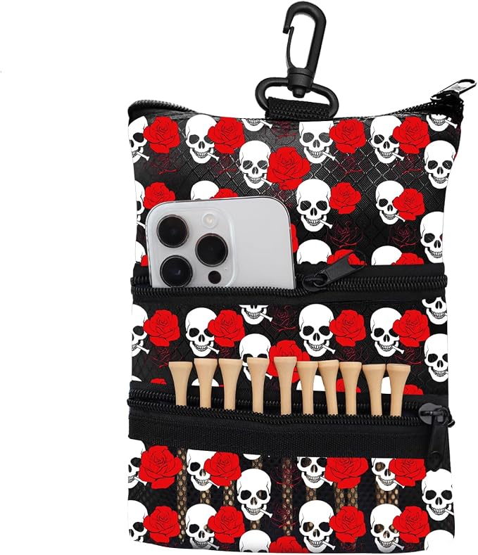 Golf Bag Accessories Valuables Pouch Bags Multi Pocket Zipper Hook by AmySport