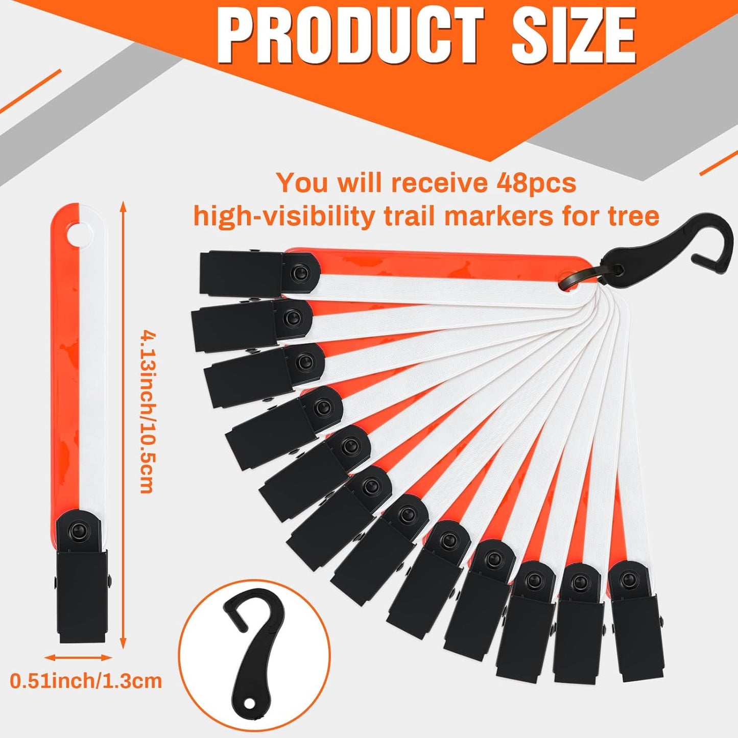 24/48/72/96/120 Pcs Trail Markers for Hunting Reflective Trail Markers High Visibility Glow Tree Reflector Tags with Clip for Tree Stand Hunting Hiking Camping