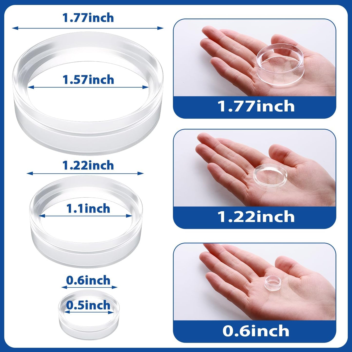 100 Pcs Ring Golf Ball Display Case 0.6 Inches Clear Baseball Holder Golf Ball Holder Small Baseball Acrylic Stands Round Ring Stand Acrylic Display Stands for Small Balls, Egg, Spheres, Marble