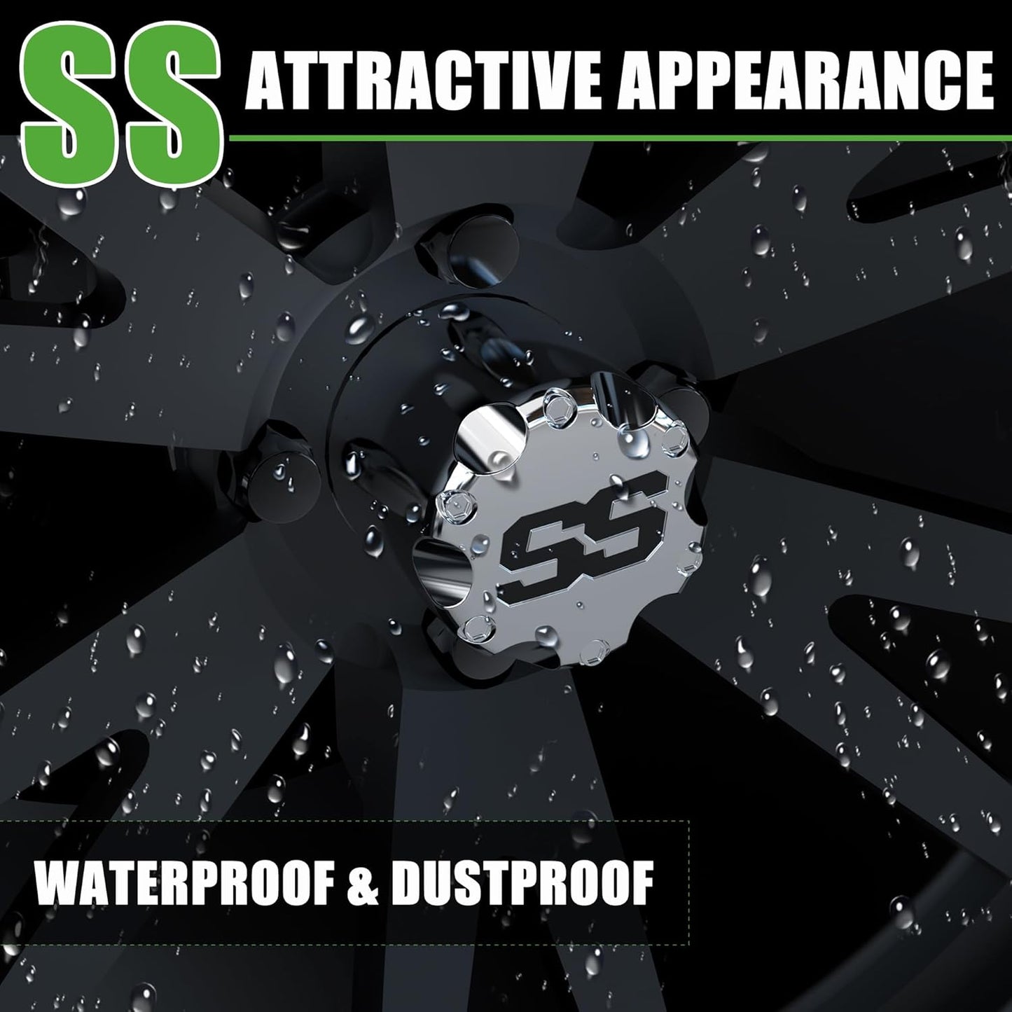 10L0L Universal Golf Cart SS Wheel Center Cap Cover for Yamaha, EZGO, Club Car, 4 PCS (Chrome)