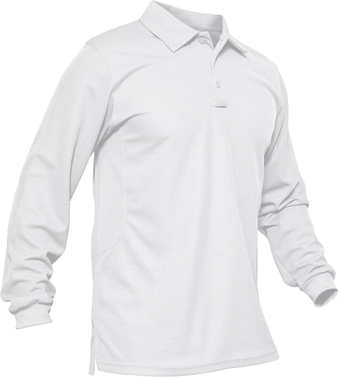 MAGCOMSEN Men's Polo Shirts 3 Button Quick Dry Performance Long Sleeve Tactical by MAGCOMSEN