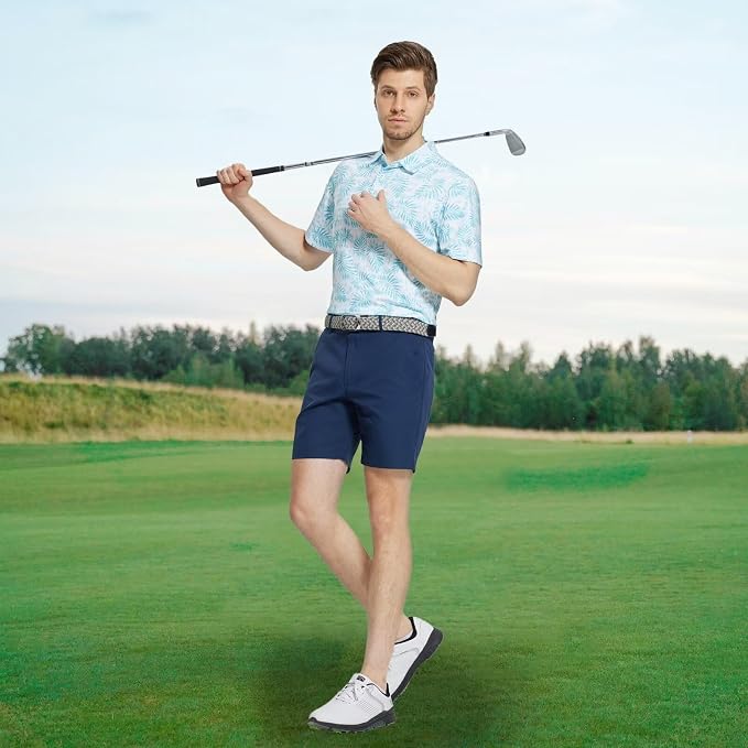 M MAELREG Mens Golf Shirt Short Sleeve Dry Fit Print Moisture Wicking - Image 2