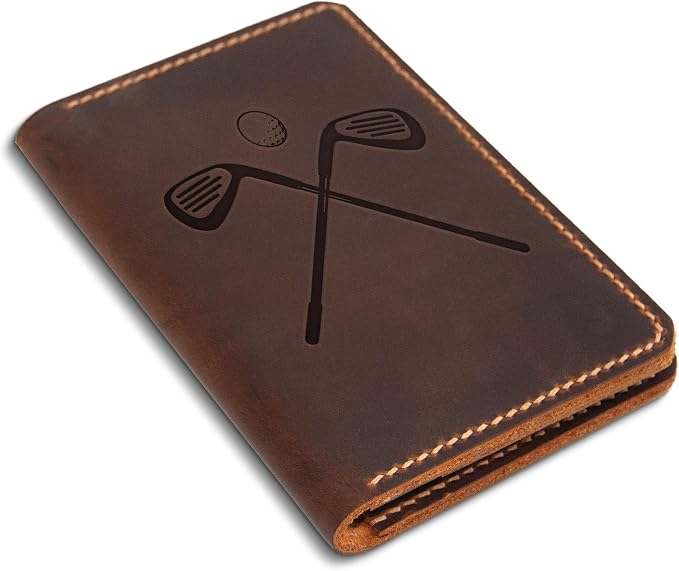 Leather Golf Scorecard Holder, Handstitched, Golf Gifts, Yardage Book Holder by Turbosnail