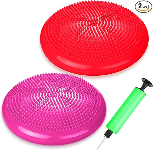 2 Pcs Wiggle Seat Inflated Wobble Cushion Flexible Balance Disc by Silipull