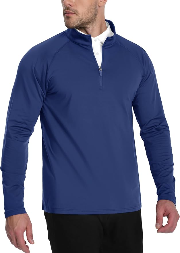 TACVASEN Men's Quarter Zip Pullover Fleece Lined Thermal Long Sleeve Golf Shirt - Image 3