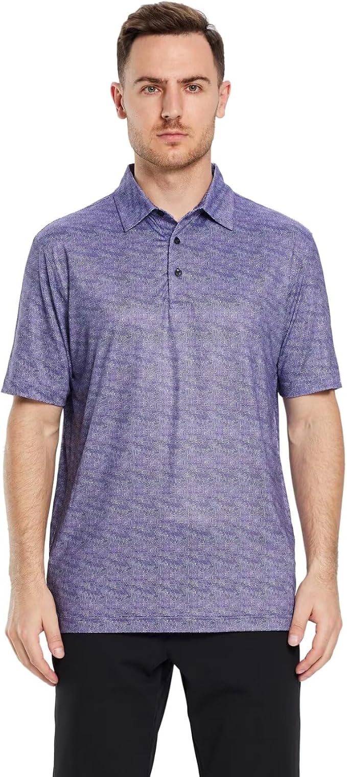 Golf Shirts for Men Dry Fit Short Sleeve Print Performance Moisture Wicking - Image 2