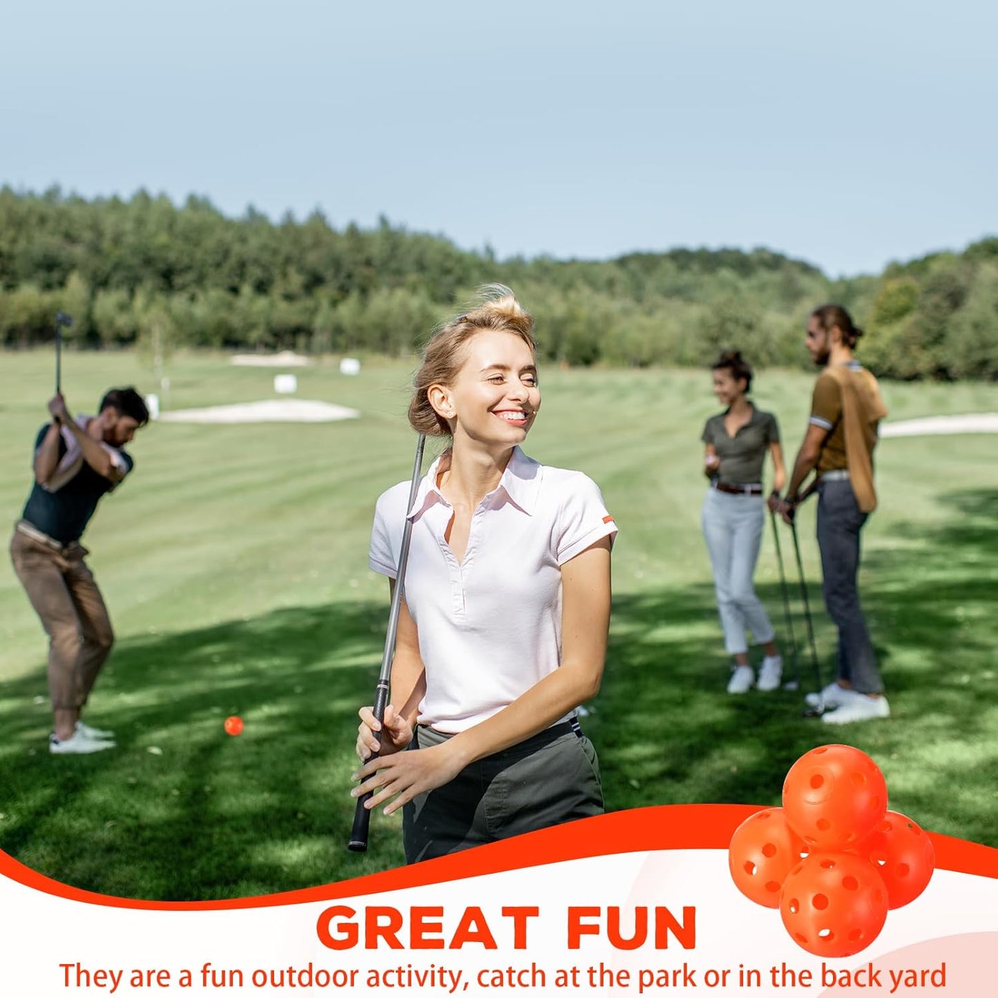 24 Pack Practice Golf Balls 42 mm Limited Flight Plastic Golf Training Airflow Hollow Ball for Driving Range Swing Practice Backyard Indoor Outdoor Home