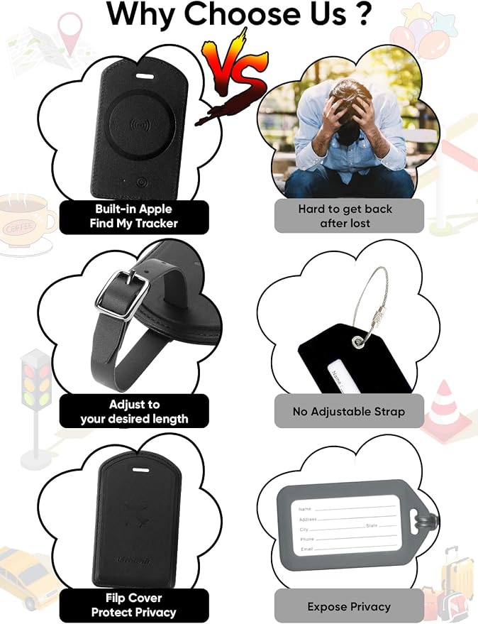 Luggage Tags Built-in Anti-Loss Tracker, Luxury Leather Luggage Tags - Image 5
