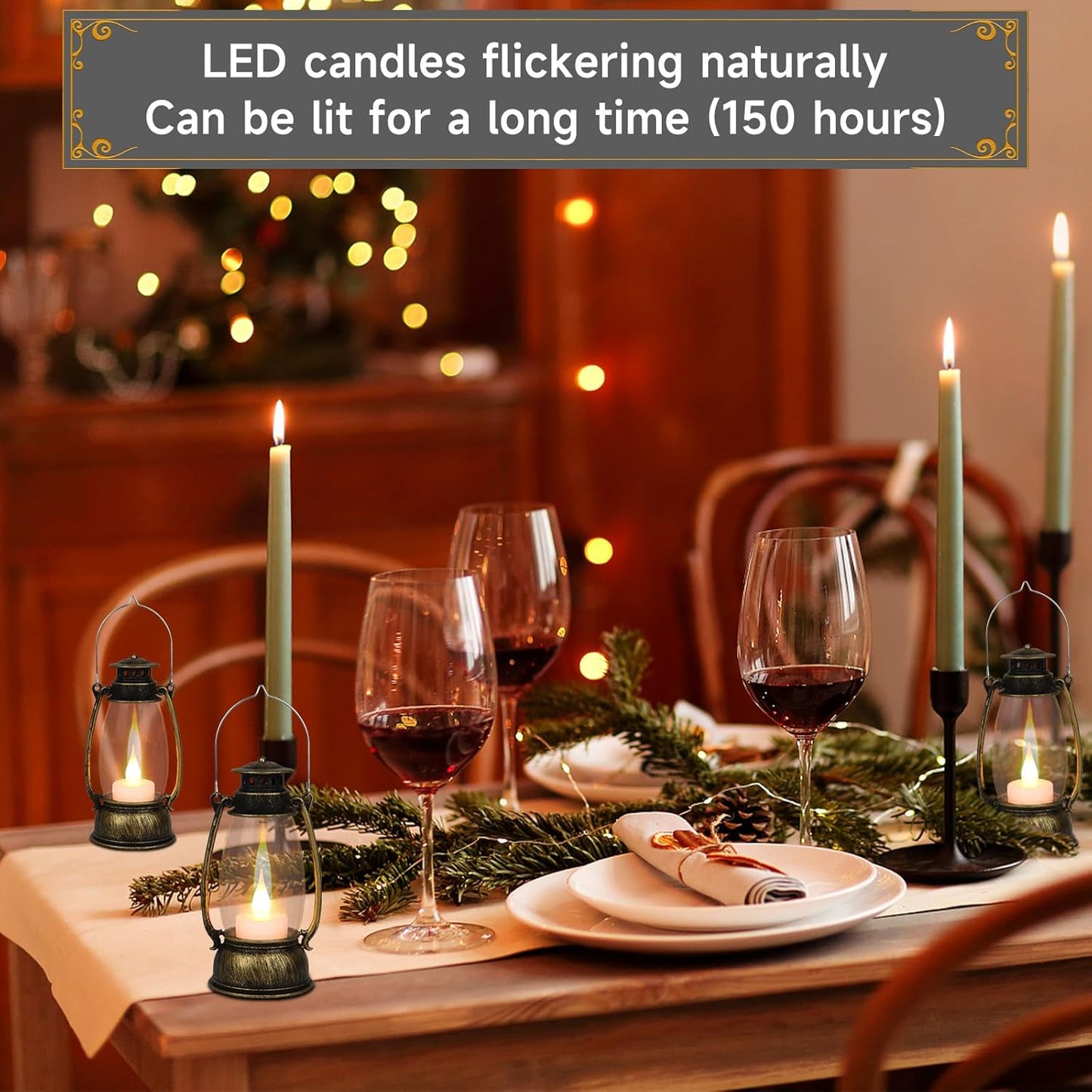 12Pcs Mini Lantern for Halloween Decor, 6Inch Small Lanterns for Western Garden Camping Party Decorations, Vintage Candleholders Table Centerpiece, Forest Christmas Wedding Decorations (Brass)