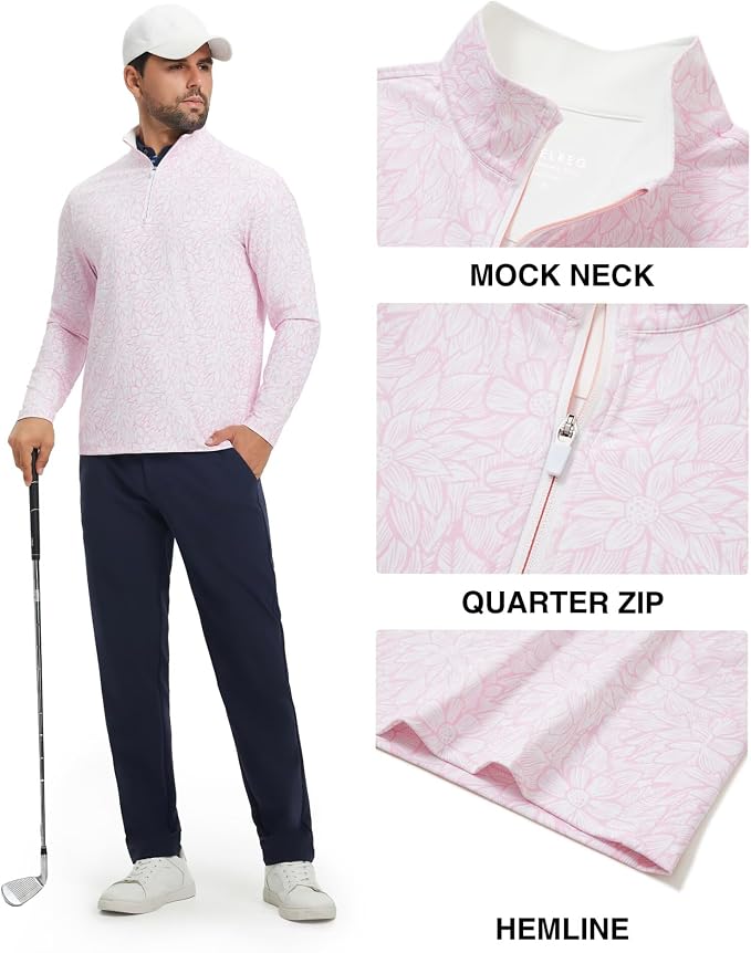 M MAELREG Quarter Zip Golf Pullover Men Dry Fit Long Sleeve Performance Wicking - Image 3