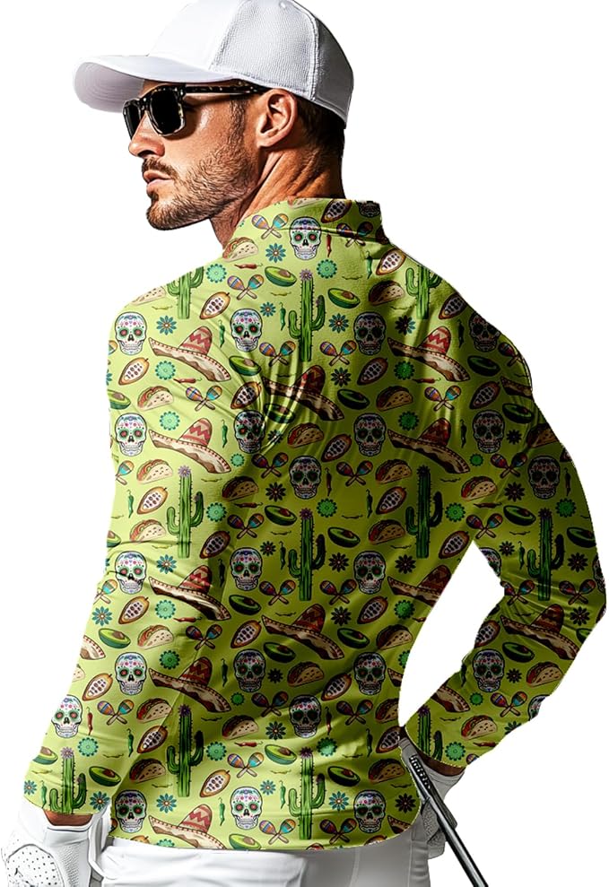 Men's Long Sleeve Golf Shirt Quick Dry 3 Button Work Fishing Outdoor Casual - Image 4
