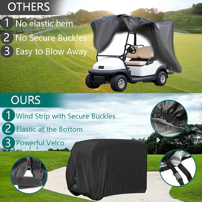 FLYMEI Golf Cart Cover Waterproof, 420D Fabric Universal Fits - Image 9