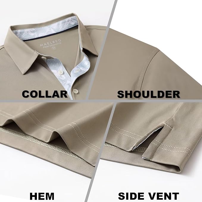 Mens Polo Shirts Short and Long Sleeve Casual Solid Stylish Dry Fit Performance - Image 4