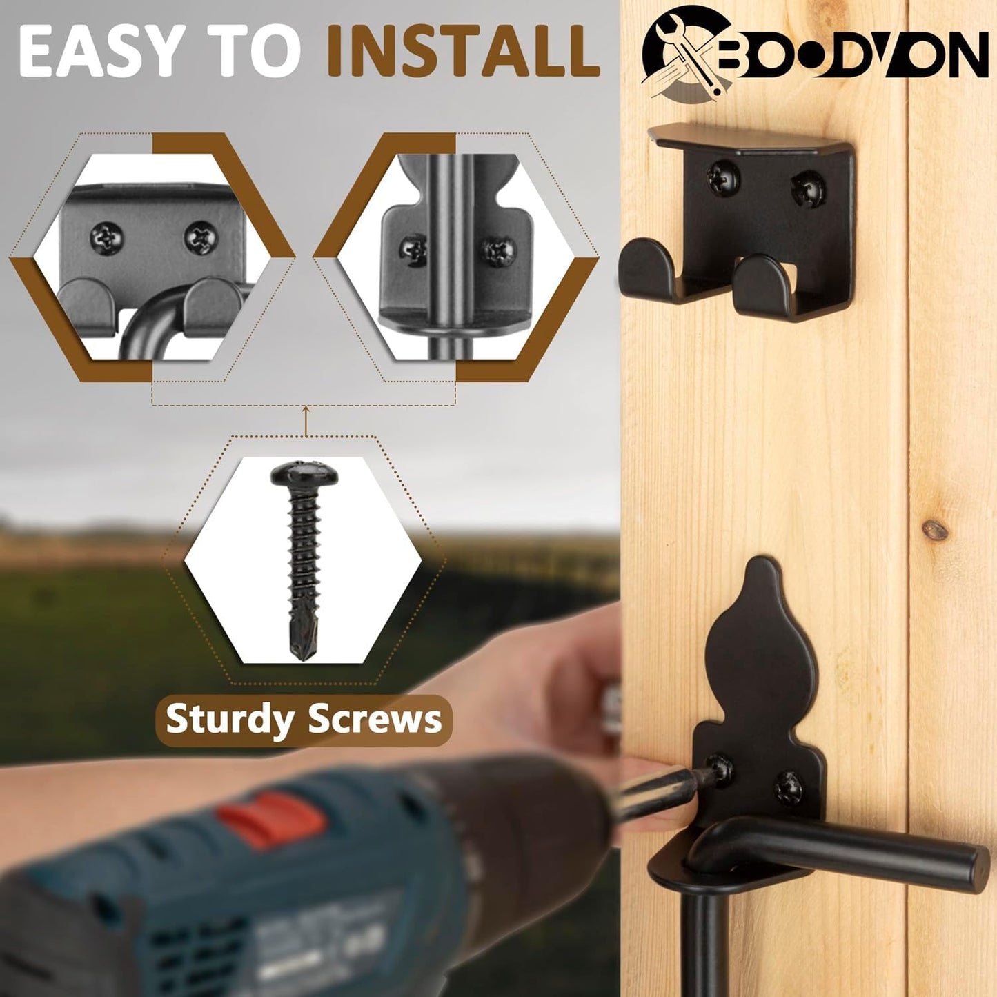 18 Inch Cane Bolt Gate Drop Rod Heavy Duty Gate Hardware, Gate Ground Latch for Wooden Fences, Metal Gates Doors Stopper for Gate Ground, Wrought Iron Gate Latches, Black Finish(1 Pack)