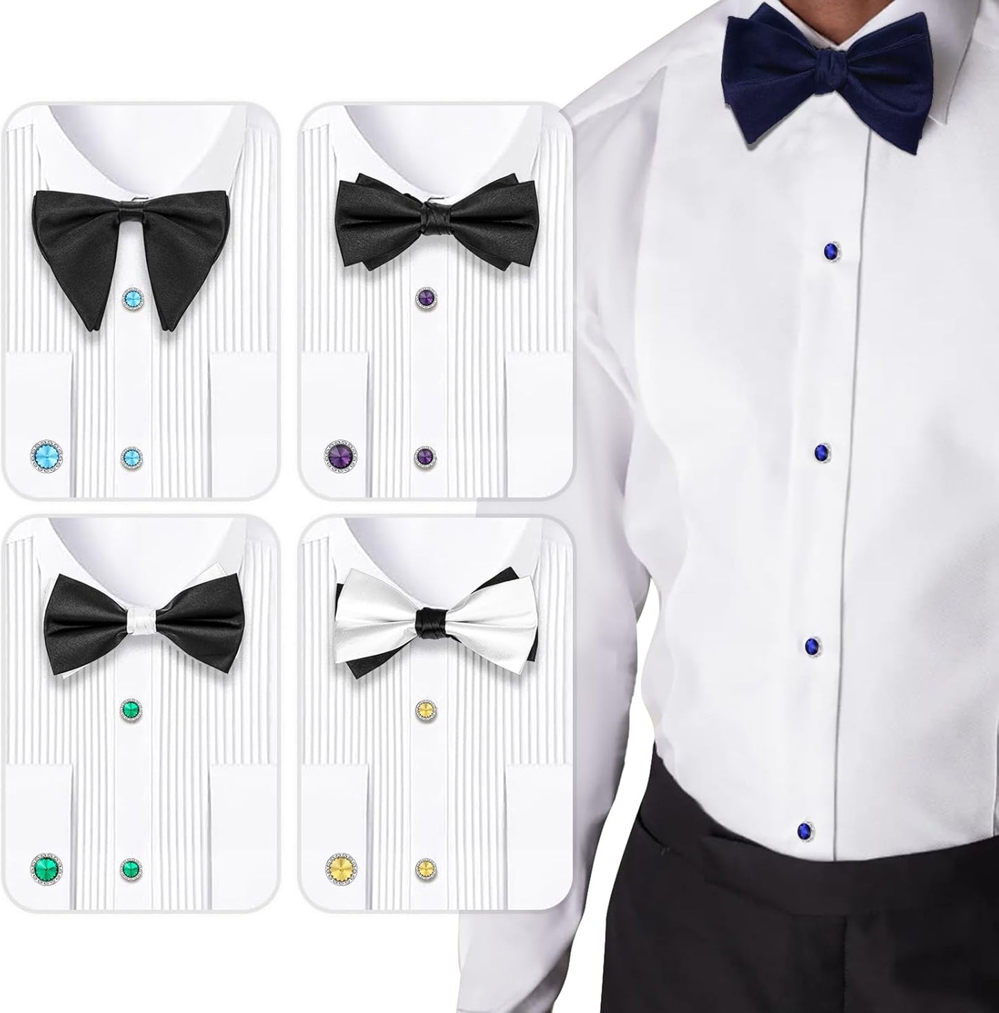 HAWSON Birthstone Tuxedo Studs and Cufflinks Set for Men's Suit Tuxedo Formal Dress Shirt Wedding Business Party Accessories