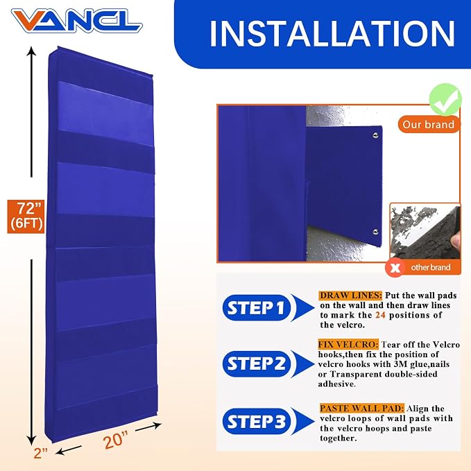 Gym Padding Wall Pads for Gym Wall Mats Basketball Wall Padding 2" Thick Foam - Image 2