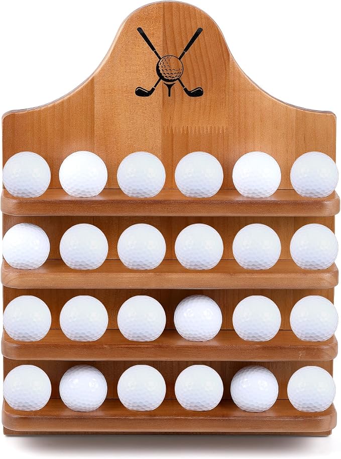 Marsui Wooden Golf Ball Display Case 24 Balls Wall Mounted Golf Ball Display by Marsui
