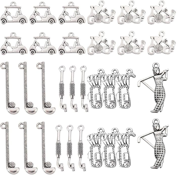 SUNNYCLUE 1 Box 60Pcs Golf Charms Golf Charm Bulk Sport Club Cart Sports by SUNNYCLUE