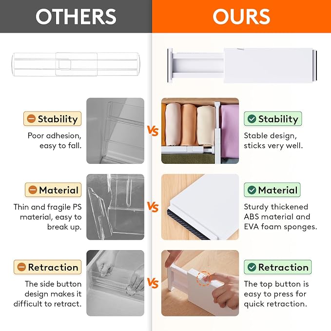 Lifewit 18 Pack Drawer Dividers 4" High, 11-17" Adjustable Drawer Organizers - Image 4