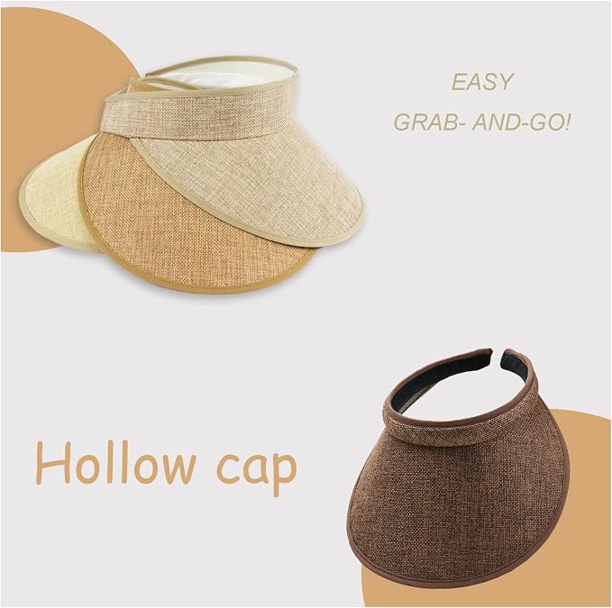 Cloth Covered Slip-On Visor for Women, Adjustable Cap Sports Sun Visors for Men - Image 6