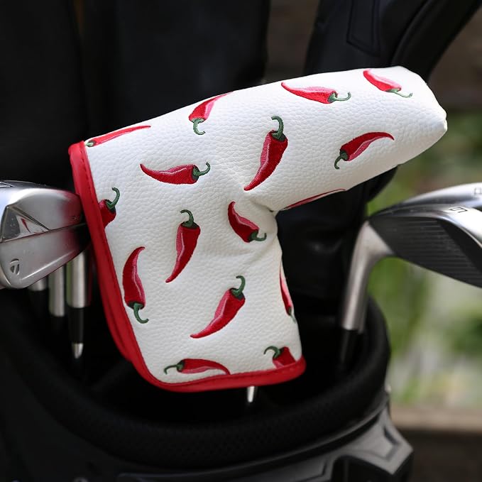 Golf Club Headcover, Premium Leather Embroidery Mallet Putter Cover Blade Head - Image 3