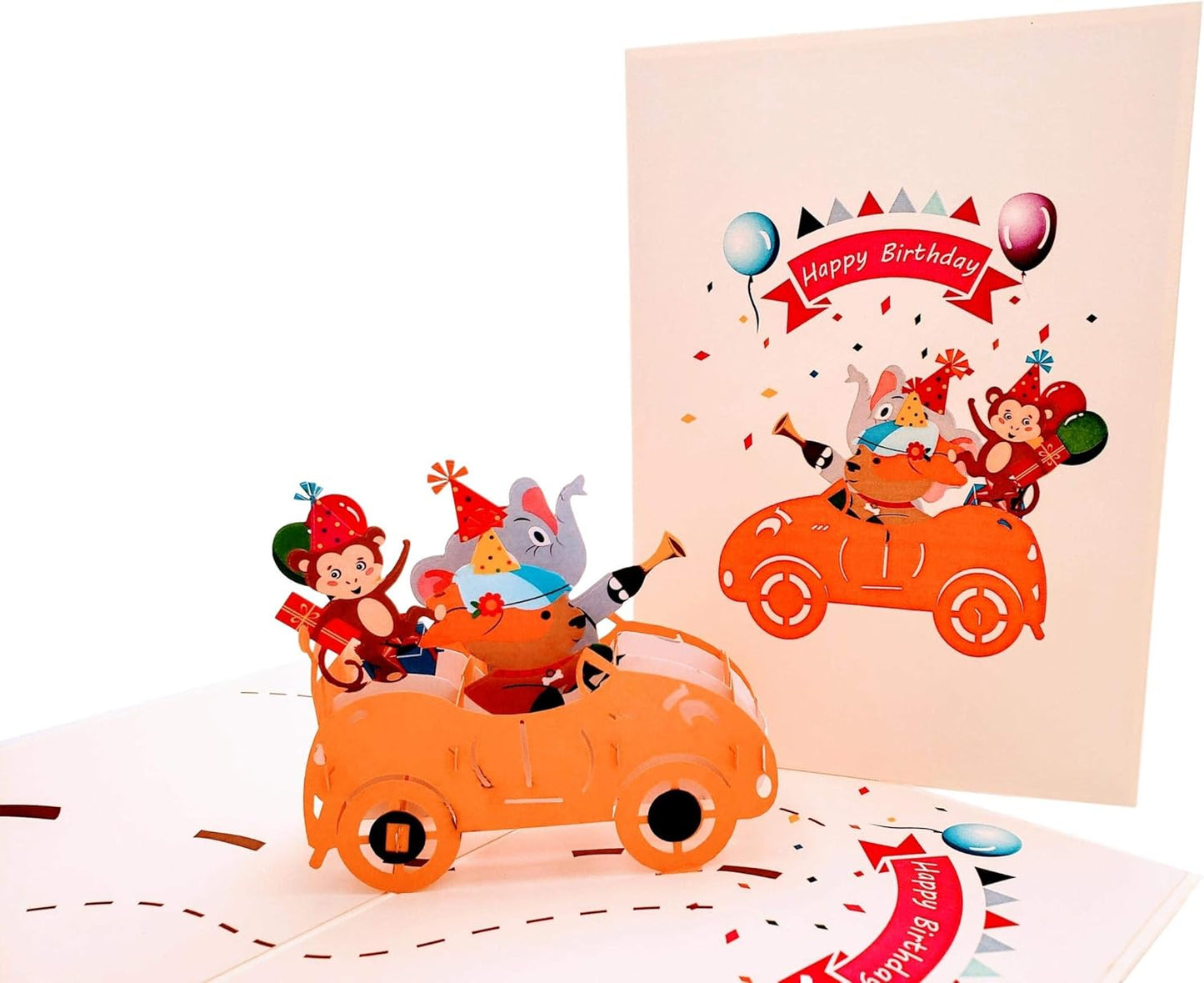 iGifts And Cards Jungle Birthday Party Pop-Up Card 5" x 7" – Fun Animal Celebration 3D Greeting for Kids, Friends, Family, Safari Lovers, Party Enthusiasts, Zoo Theme Surprise with Envelope