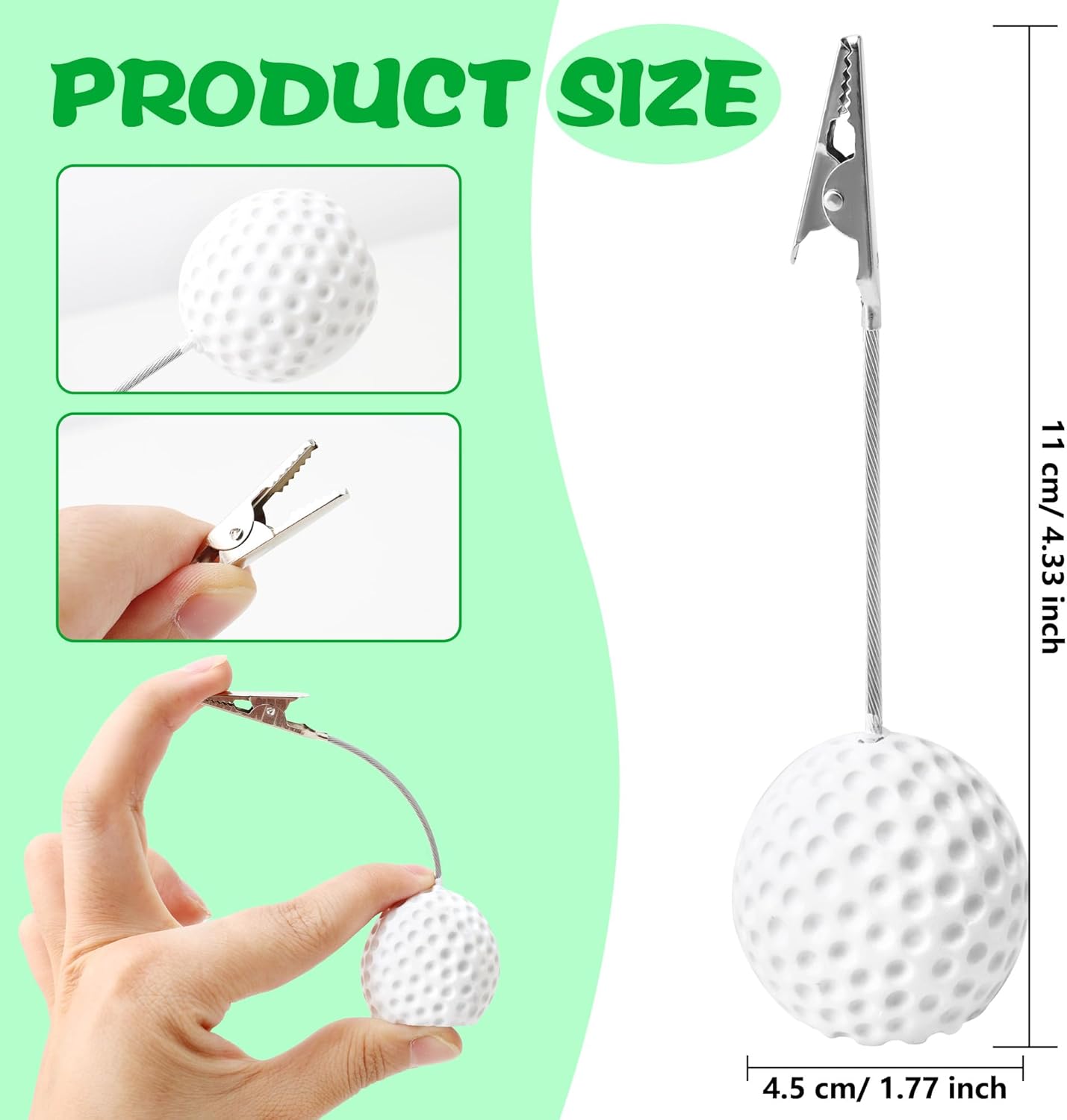 24 Pcs Golf Ball Card Holder Golf Sports Ball Base Memo Clips Stand Note Paper Clips Pictures Display Alligator Clips for Wedding Party Decoration Office Menu