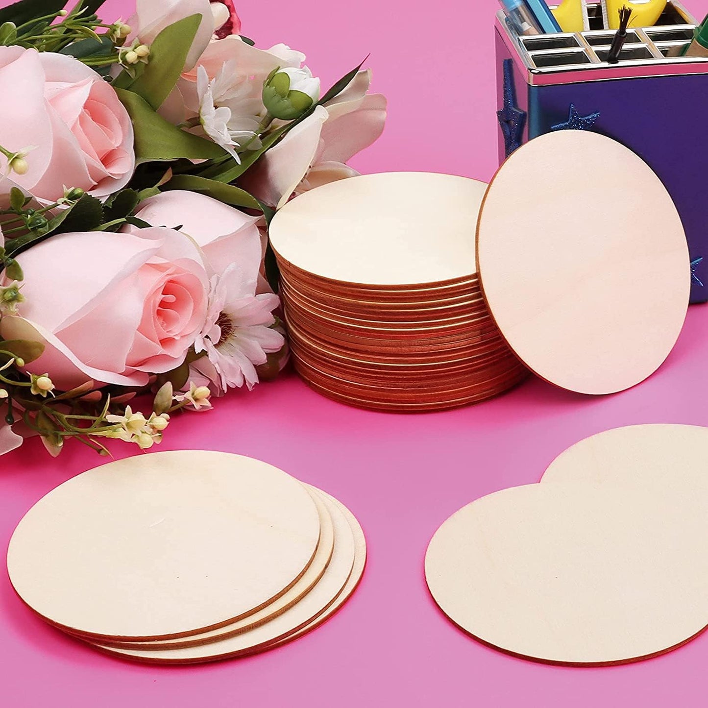 12Pcs 12 Inch Wood Circles for Crafts, Unfinished Blank Wooden Rounds Slice Wooden Cutouts for DIY Crafts, Door Hanger, Sign, Wood Buring, Painting, Christmas Décor