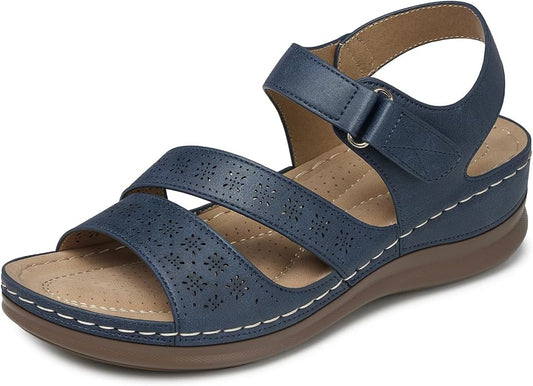 SHIBEVER Women's Wedge Sandals Platform: Comfortable Dressy Arch Support Ankle by SHIBEVER