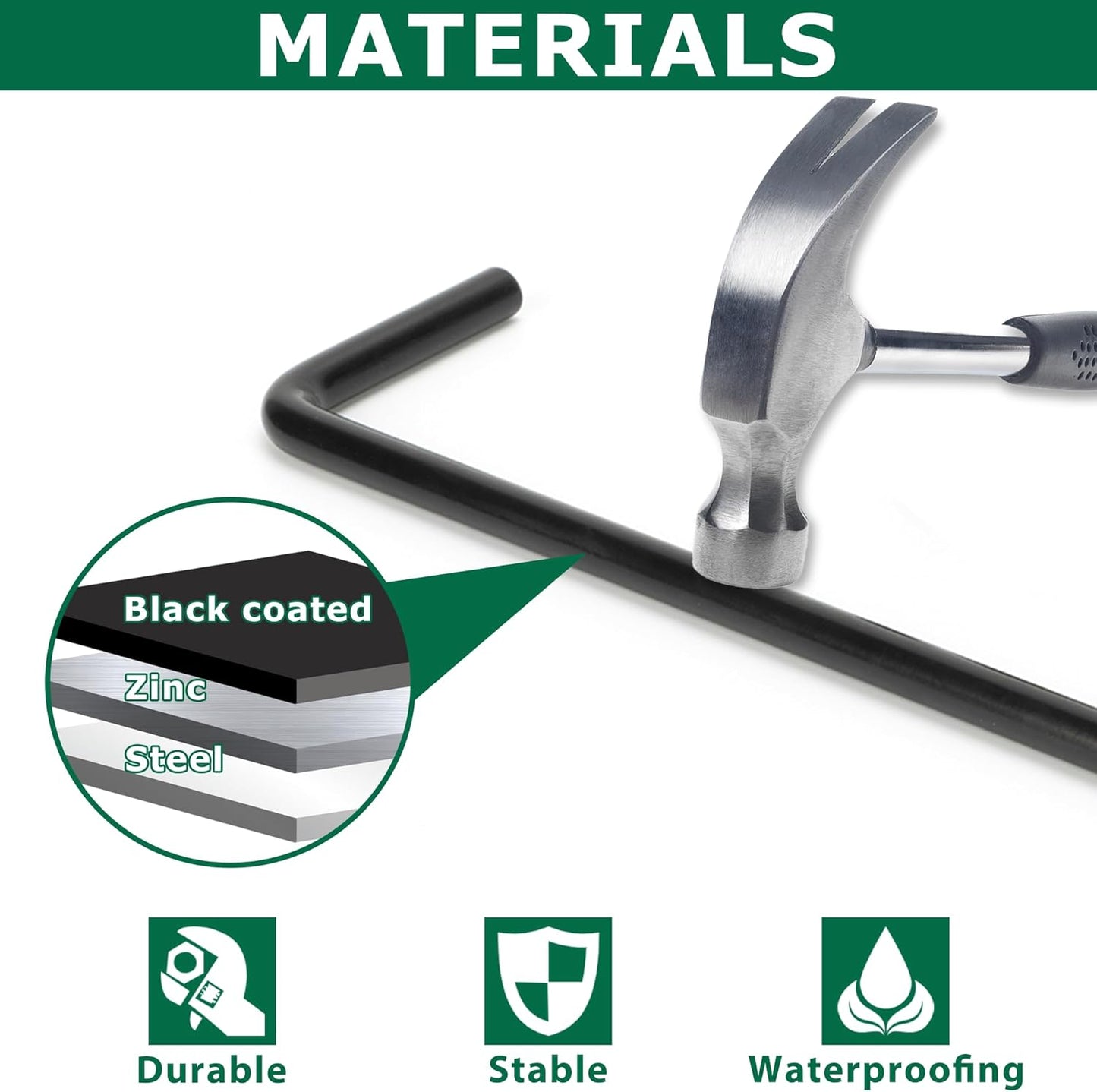 12" Heavy Duty Cane Bolt, Double Gate Latch with Black Finish, 2 Way Gate Drop Rod for Wood PVC Vinyl Metal Fences Gates, Double Doors-2 Pack