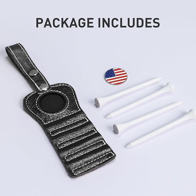 Golf Tee Holder with USA Ball Marker 4 Pcs White Wood Tees, Portable Hold - Image 6