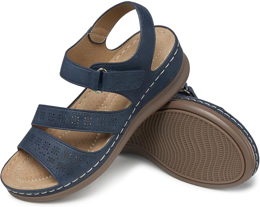SHIBEVER Women's Wedge Sandals Platform: Comfortable Dressy Arch Support Ankle - Image 6