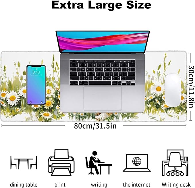 Corgi Daisy Gaming Mouse Pad, Office Desk Mat, Anti-Slip Rubber Base Cool - Image 3