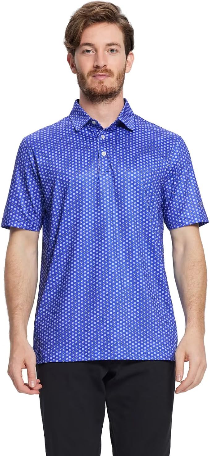Golf Shirts for Men Dry Fit Short Sleeve Print Performance Moisture Wicking - Image 2