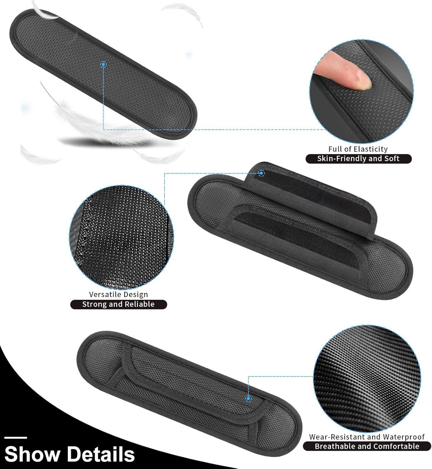 2 Pack Breathable Universal Shoulder Pad, Silica Gel Backpack Strap Pads, for Shoulder Bags, Guitar Strap, Detachable Shoulder Strap Pad Pads Help Relieve Shoulder Pain(Anti-Slip Texture)