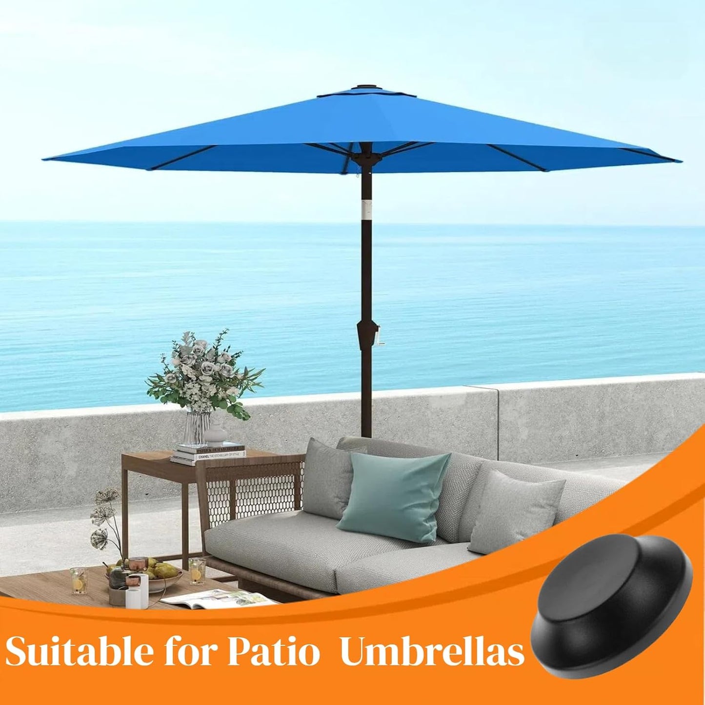 2 PCS Patio Umbrella Tip Caps Replacement Part Patio Umbrella Top Screw Cap - Durable Replacement Umbrella Caps with Screw-On Design (Black)