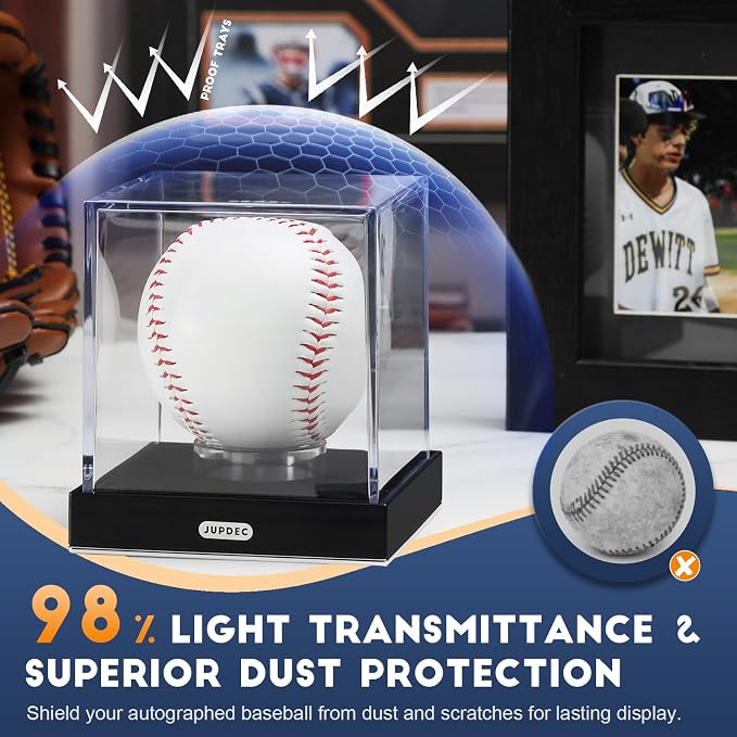 JupDec Baseball Display Case, UV Protected Autograph Stand Box - Image 3