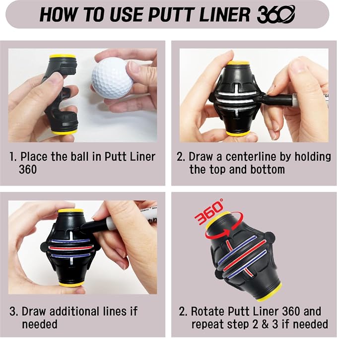 Putt Liner 360 Golf Ball Marker | 360 Degree Line Drawing Alignment Accessory - Image 5