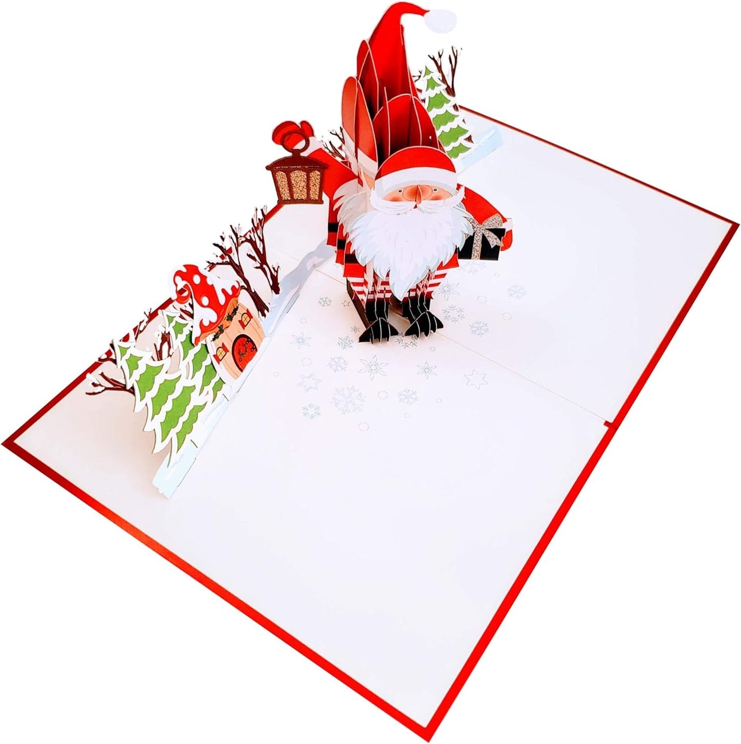 iGifts And Cards Santa’s Lantern of Joy 3D Pop-Up Christmas Card – Merry Holiday Greeting & Festive Centerpiece Gift for Family, Friends & Teachers – 6x8 with Envelope