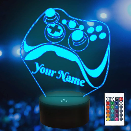 Attivolife Personalized 3D Game Theme Night Light, Table Desk Lamp Engraved Name Letter, Multicolor Custom LED Best Home Decor Birthday Christmas Gifts Toys for Boys Girls Kids