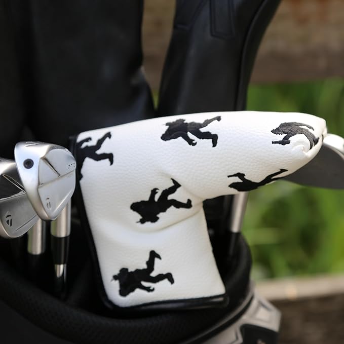 Golf Club Headcover, Premium Leather Embroidery Mallet Putter Cover Blade Head - Image 2
