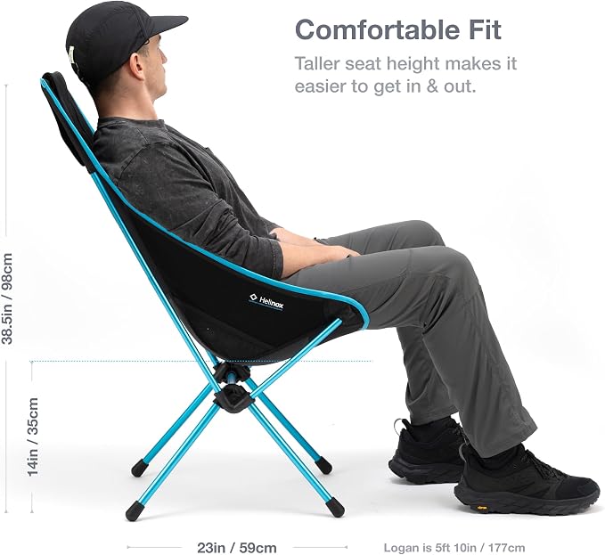 Helinox Sunset Chair Lightweight High-Back Collapsible Camping Chair Blackout - Image 3