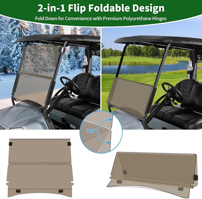 Golf Cart Foldable Windshield 3/16" Thicken Only Fits Club Car Precedent 2004+ - Image 9